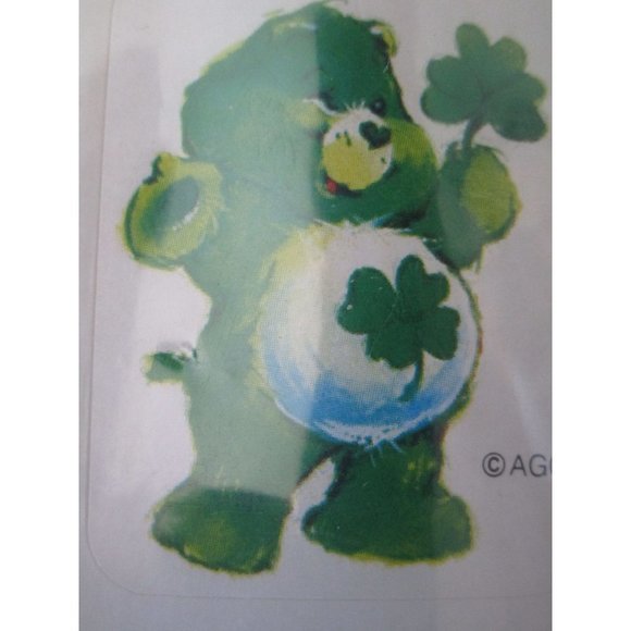 Good Luck Care Bear Shamrock St Patricks Day Vintage Stickers Two Sheets Used - Picture 9 of 13